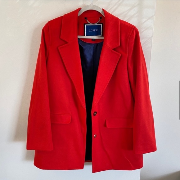 J. Crew Blazer Coat Italian Wool Cashmere Blend Like New Large Red - Picture 7 of 15